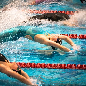 Backstroker starting a race